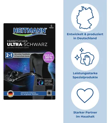 Produktbild von HEITMANN 2in1 Färbetücher: Farbauffrischung für schwarze Kleidung 6
