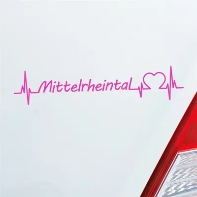 Produktbild von Auto Aufkleber Mittelrheintal Puls Herzschlag mit Ferien Region Motiv 19x4 cm Pink Sticker Heckscheibenaufkleber