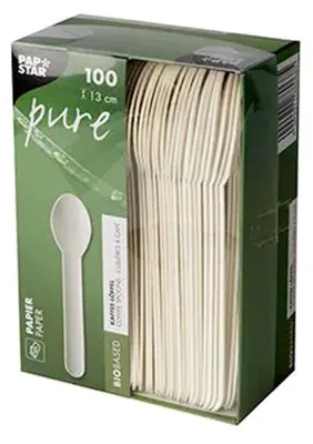 Image de PAPSTAR 88068 PAPSTAR Cuillère à café en papier "pure", longueur : 130 mm, blanc