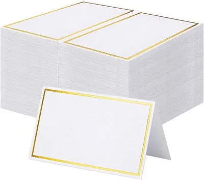 Produktbild von Hochwertige Tischkarten mit Goldrand, 5 x 9 cm, für Hochzeiten, Tische, Abendessen und Sitzplätze.