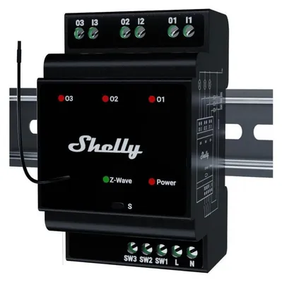 Productafbeelding van Shelly Qubino Wave Pro 3, 3-kanaals relais voor DIN-rail, Z-wave