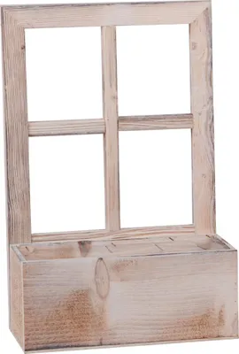 Produktbild von UNUS Fenster Holz Fensterrahmen mit Blumenkasten Vintage Holzfenster Wanddeko