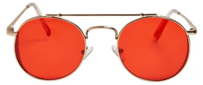 Produktbild von Urban Classics - Herren/Damen Uni Rund - Sonnenbrille "Chios" - Edelstahl, Polycarbonate, Kupfer TN298 (Einheitsgröße) (Gold/Rot)