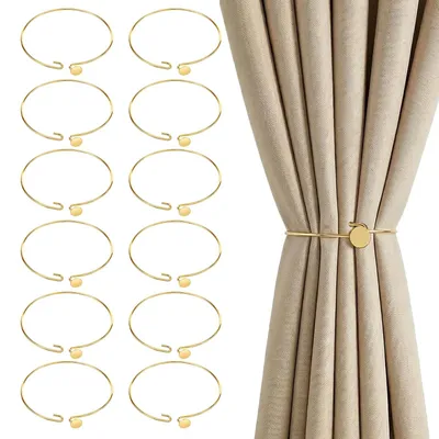 Gardinenbinder, -haken und -clips, 12-teilig, goldfarben