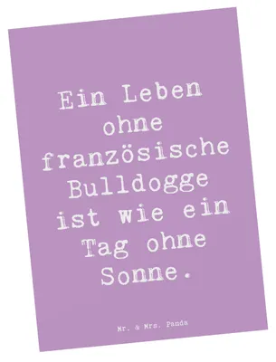 Produktbild von Mr. & Mrs. Panda bildkarte Spruch Französische Bulldogge - Lavendeltraum - Geschenk, Hunderassen, Leben ohne, Ansichtskarte, Ansichtskarten, Kunstkarten, Lebensstil