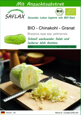 Produktbild von SAFLAX - BIO - Chinakohl - Granat - 40 Samen - Mit keimfreiem Anzuchtsubstrat - Brassica rapa