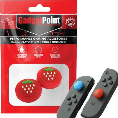 Produktbild von Thumbgrips - Thumb Grips voor Nintendo Switch Joy-Con Controllers - Gaming Thumbgrips - Performance Anti-Slip Thumbsticks - Bescherming Accessoires - Aardbeien - Rood -