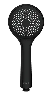 Produktbild von WENKO Duschkopf WATERSAVING Rund Ø9,5cm Schwarz Handbrause Wellness Regendusche