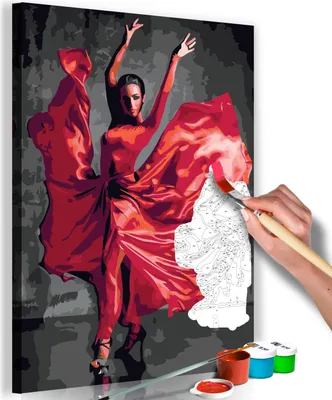 Produktbild von Vlies Malen nach Zahlen - Red Dress 40x60 cm Menschen n-A-0469-d-a