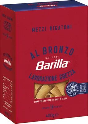 Produktbild von 12x Pasta Barilla - BRONZO - Mezzi Rigatoni - 400g - Aus Bronze gezogene Italienische Nudeln