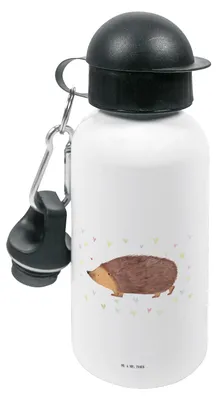Produktbild von Mr. & Mrs. Panda Trinkflasche Igel Herzen - Weiß - Geschenk, Vertrauen, Kindergarten, Leben, Liebe, Wasserflasche, für den, Herz, Kinder, Tiere, Sportflasche