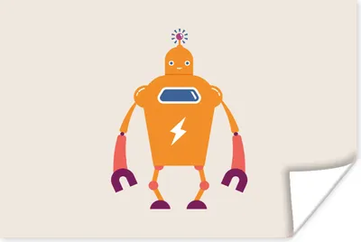 Produktbild von MuchoWow® Poster Roboter - Antenne - Orange - Blitzschlag - Junge - Kinder 60x40 cm - Schlafzimmerdekoration