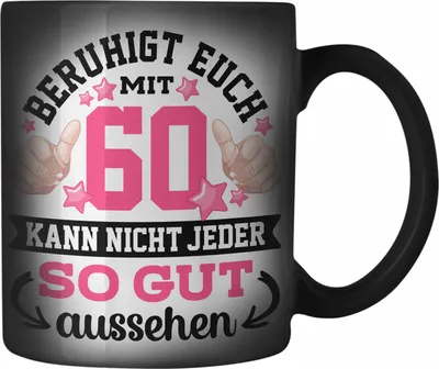 Produktbild von Trendation - 60. Geburtstag Frauen Farbwechsel Zauber-Tasse Geschenk Geschenkidee 60er Geburtstag Spruch Perfektion Mama Mutter Lustiger Spruch Witzig (Schwarz)