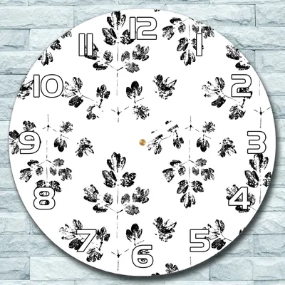Produktbild von Wanduhr aus Glas Rund fi 30 Blätter Drucken Quarz Deko Schlafzimmer Büro