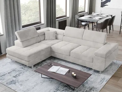 Produktbild von BroMARKT Ecksofa ANTON Schlaffunktion Bettkasten L-Form 275x202x90cm Weiß