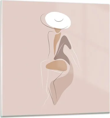 Produktbild von Bilder auf glas - Einteilig - Buntstift Frau Hut - 70x70cm - Glasbilder - Wandbilder - Bilder - zum Aufhängen bereit - Wanddekoration aus Glas - Glas Bilder - Wandbild auf Glas - GAC70x70-4773