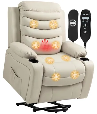 Produktbild von HOMCOM Fernsehsessel Relaxsessel Elektrisch mit Aufstehhilfe, Massage, Heizung