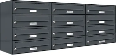 Produktbild von 12er Briefkasten Anthrazit Anlage 12 Fach Wandbriefkasten Postkasten