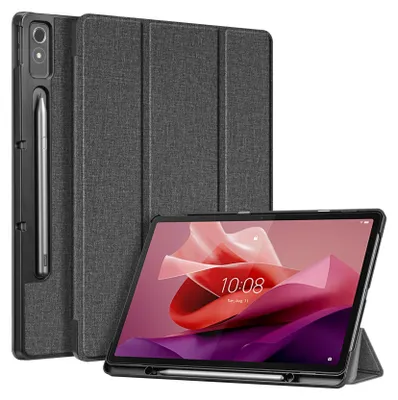 Produktbild von Fintie Hülle mit Stifthalter für Lenovo Tab P12 Tablet 12,7" TB370FU 2023, Ultradünne Flip Case Cover mit Auto Schlaf/Wach, Ständer Funktion, Denim Grau