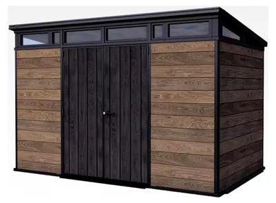 Produktbild von Gartenhaus Signature 11x7, Gerätehaus aus Kunststoff in Holzoptik, 340x218x226 cm, abschließbar, mit Bodenplatte