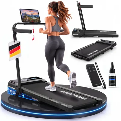 Produktbild von Sportconic Elektrisches Laufband 12 km/h, Klappbares Walking Pad Zuhause & Büro, 9 % Steigung, LED-Display, Tablet-Halter