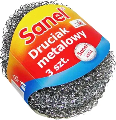 Zdjęcie produktu dla Sanel Druciak Metalowy Do Czyszczenia Powierzchni Mocno Zatrudnionych 3szt.