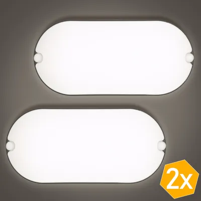Obrázek produktu pro Jiubiaz 2x 15W LED Damp Proof stropní světlo PC+PBT IP54 bílé oválné svítidlo koupelnové svítidlo kancelářské svítidlo