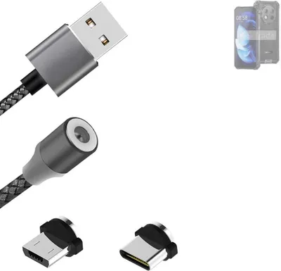 Produktbild von K-S-Trade Hochwertiges Magnet-Lade-kabel Sync-Kabel Daten-Kabel kompatibel mit Oukitel WP28 mit USB-Typ-C-Anschluss und Micro-USB-Anschluss 2A bis zu