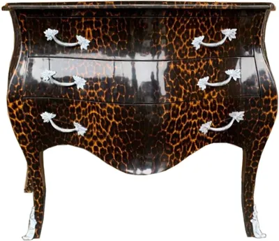 Image de Casa Padrino Commode baroque en léopard / argent avec 3 tiroirs - Meubles de style antique