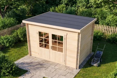 Produktbild von Alpholz Gartenhaus Maria 300x272cm aus Holz Naturbelassen 28 mm Wandstärke