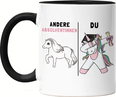 Produktbild von Andere Absolventinnen Du Tasse Schwarz Pferd Einhorn Geschenkidee Lustig Studium Ausbildung Schule