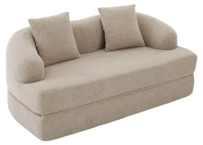 Produktbild von Schlafsofa aus Beige-Chenille, klappbar, ohne Montage, 157x84 cm
