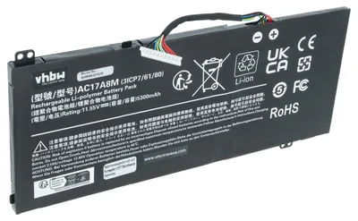 Produktbild von vhbw Akku Ersatz für Acer 3ICP7/61/80, AC17A8M für Notebook (5300 mAh, 11,55 V, Li-Ion)