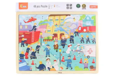 Obrázok produktu pre Drevené puzzle 48 dielikov - hasiči