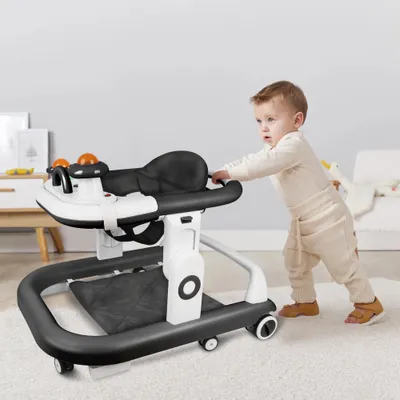 Produktbild von 3 in1 Baby Lauflernhilfe,Lauflernwagen Klappbar mit Musik,Spiel- und Lauflernwagen mit Spielecenter Esstisch,Gehfrei Babywalker ab 6 Monate Schwarz