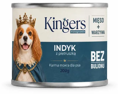 Zdjęcie produktu dla KINGERS Indyk z pietruszką 200 g karma mokra dla psa, Obraz wygenerowany przez AI