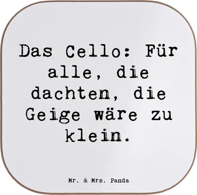 Produktbild von Mr. & Mrs. Panda Untersetzer Glas Spruch Cello Magie - Weiß - Geschenk, Musik, Orchester, Tischschoner, Coaster, Solo, Geigenspieler, Tasse, Instrument, Musiker, Lernen