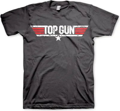 Produktbild von Top Gun Distressed Logo T-Shirt - Large - Dark-Grey