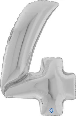 Produktbild von Riesenzahl Giant - Folienballon 64"/162cm - Silber Zahl: 4