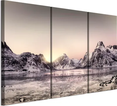 Produktbild von LUMASOUL Leinwand Bilder 90x60 cm, Leinwandbild Berglandschaft Motiv, Wandbilder Holzrahmen und Webstuhl Wohnzimmer und Schlafzimmer, 3 teilig