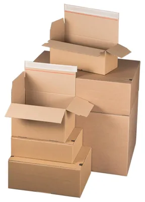 Produktbild von 10x Schnellaufrichtekarton 310x230x158mm Selbstklebeverschluss Aufreißfaden Automatikboden braun A4+