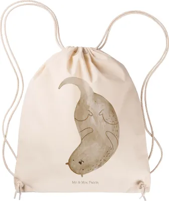 Produktbild von Mr. & Mrs. Panda Gymbag Otter Kopfüber - Transparent - Geschenk, Beutel, Seeotter, Kleiner Rucksack, stoffbeutel kordel, See, Niedlich, Jutebeutel, wander, Süß