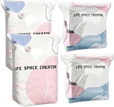 Obrázok produktu pre Vakuové vrecká bez pumpičky na oblečenie, 2 ks, 80 x 100 cm – sada 4 kusy – 2 ks, 50 x 70 cm – Vakuové vrecká na prikrývky – Vakuové vrecká na vankúše