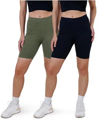 Imagen del producto de SES Radlerhose para mujer, confeccionadas en algodón, pack de 2 unidades, tallas 44-46, color verde oliva y negro