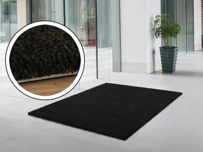 Produktbild von HPFloor Schwarz 60x90 cm Kokosmatte, Fußmatte Fußabtreter Schmutzfangmatte Türmatte, Rutschfeste Unterseite, Naturmaterial Kokosfasern, Für Innenbereich Und Überdachten Außenbereich