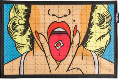Produktbild von PSYWORK Schwarzlicht Stoffposter Neon "LSD Trippy Girl Blotter Art", 30x45cm