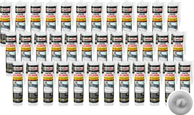 Produktbild von Isolbau Sanitär Silikon 36 x 300 ml Hellgrau - Hochelastischer Silikon-Dichtstoff für Abdichtungen & Fugen – Schimmelresistent, wasserdicht -  Kartusche