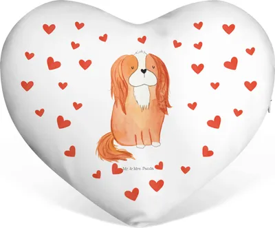 Produktbild von Mr. & Mrs. Panda Dekokissen Hund Cavalier King Charles Spaniel - Weiß - Geschenk, Liebeskissen, Schlappohren, dekoartikel, Kuschelkissen, Kissen Herz, Sprüche, Spruch