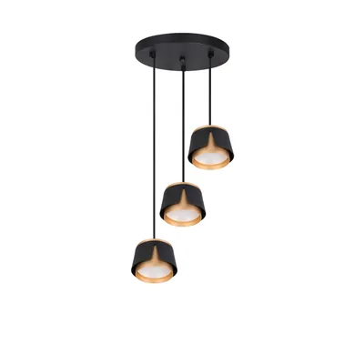 Produktbild von XUDO Pendelleuchte 3-flammig – rund – GX53 Fassung – Schwarz & Gold – Aluminium-Stahl – modern – ohne Leuchtmittel
