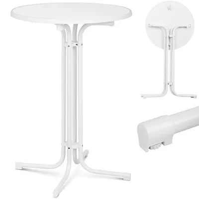 Image de Table pliante ronde pour événements et restauration, diamètre de 80 cm, de couleur blanche